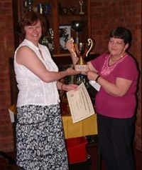 FEPS Chairman presenting the Katharine Herring trophy to Val Walker